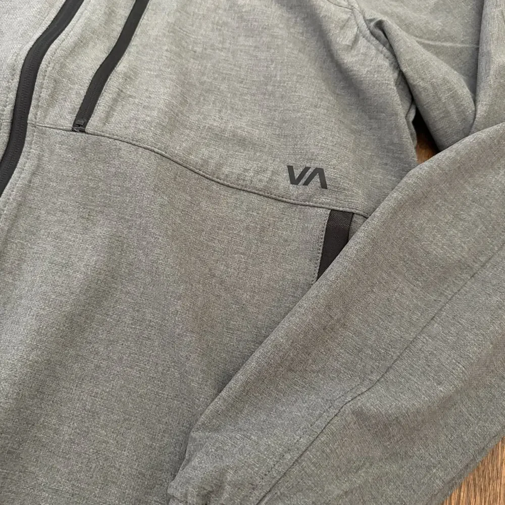 RVCA Men’s Yogger Zip-Up Hooded Jacket II Gray Sz M